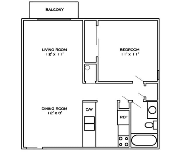One Bedroom Floorplan - The Flats on 56th