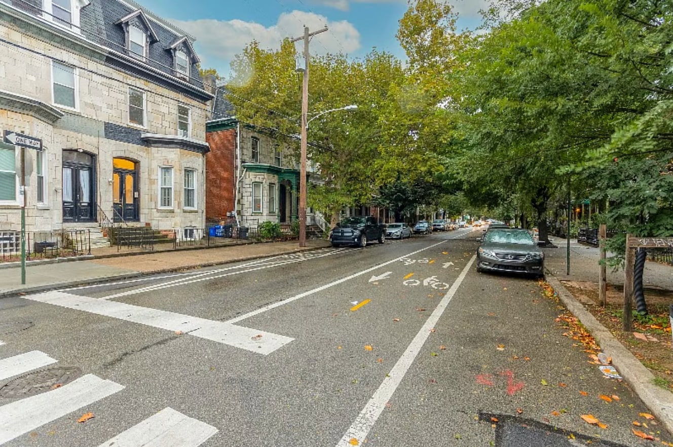Front of house, bus stop and on street parking - 3702 Spring Garden St