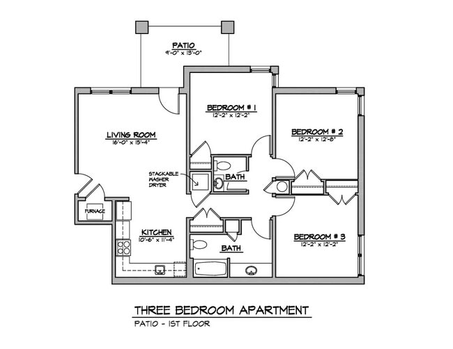 3 Bedroom, 1.5 Bath, 1st floor - Eagles Ridge Apartments