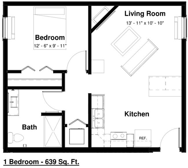 1 Bed 639 sqft - Sapphire - Empire