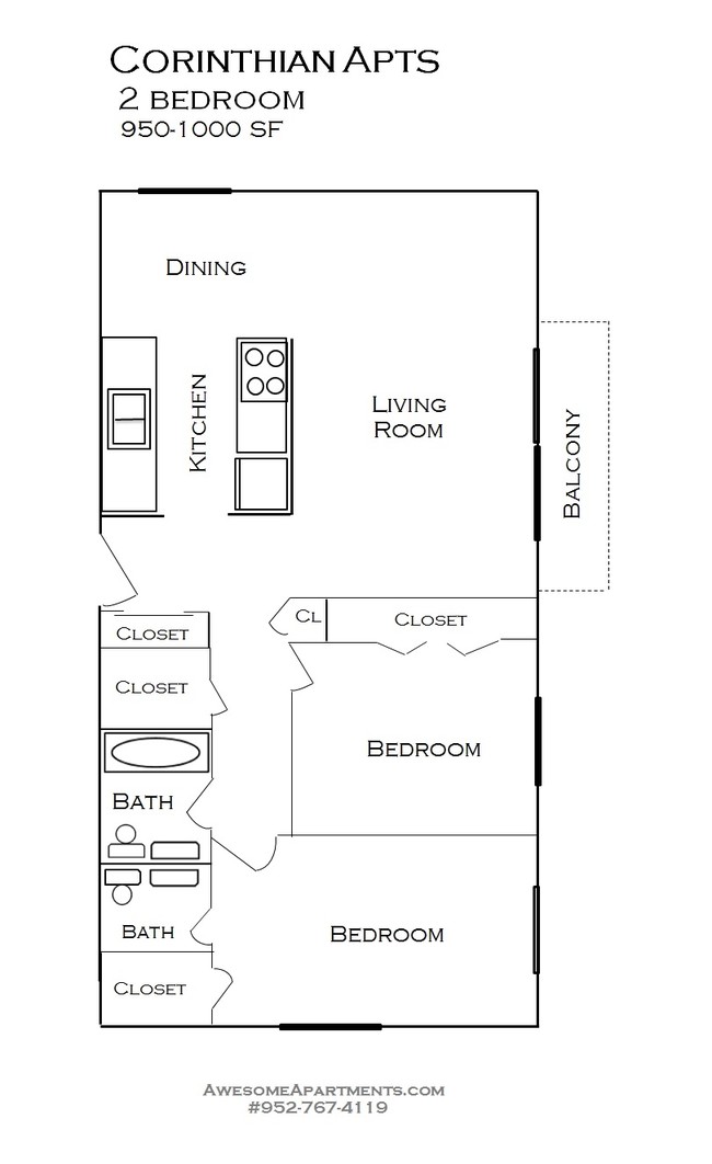 2BR/2BA - Corinthian Apartments