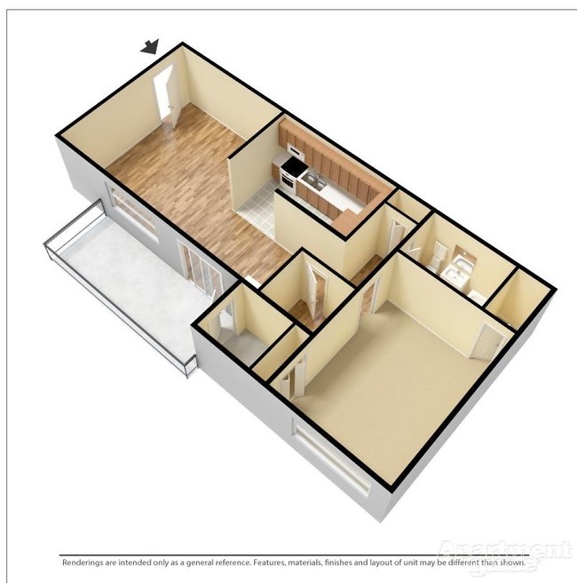 1 Bedroom Floorplan - Pangea Pines