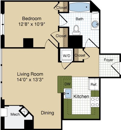 Chaucer - 1 Bedroom - 1 Bathroom - Parc Rosslyn Apartments