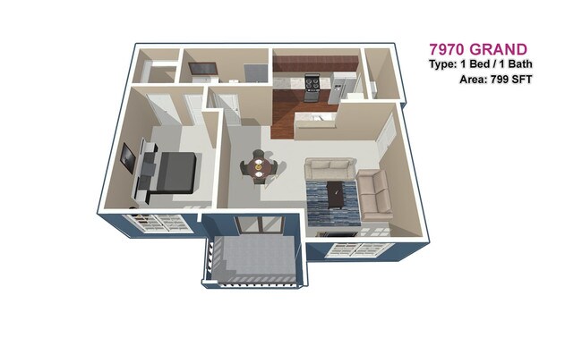 1 BED / 1 BATH - 7970 Grand