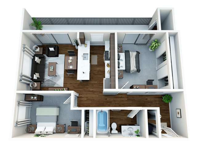 Lakeview-2bed1ba-A-3D - Lakeview Apartments
