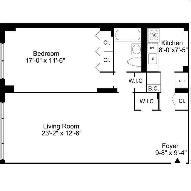 1BR/1BA - The Cambridge