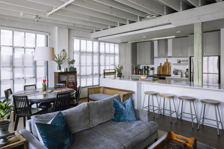 Model Suite Living Area and Kitchen - Tinnerman Lofts