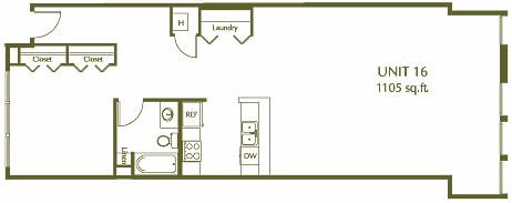 1 Bedroom / 1 Bath / 1105 Sq.Ft. - Eleventh Street Lofts