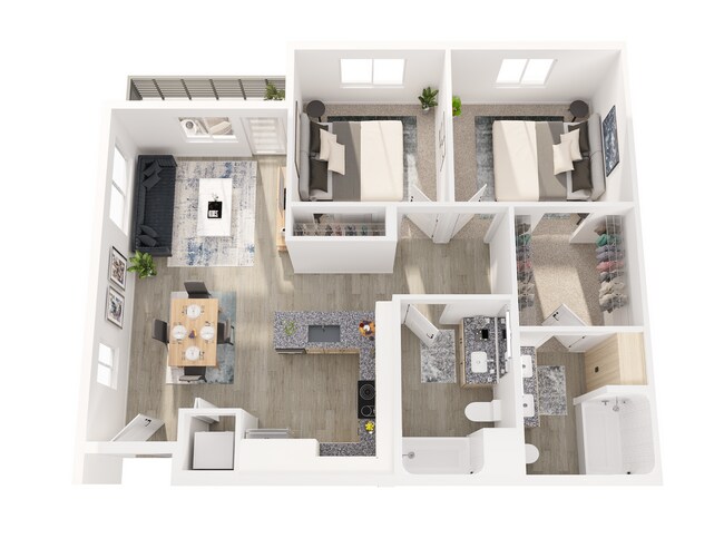 2E Floor Plan - 3D - 805 Riverfront