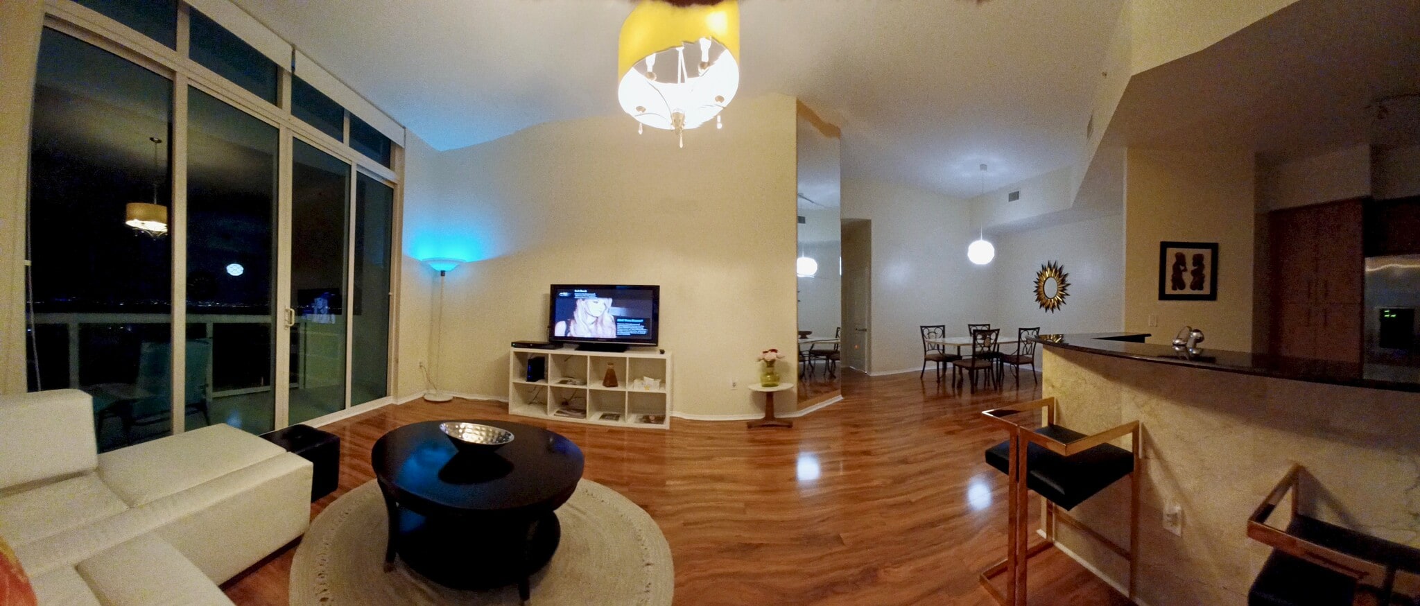 LIVING ROOM NIGHT VIEW - 7900 Harbor Island Dr