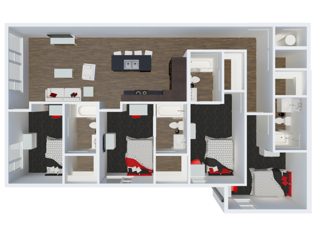 D3B1 Floor Plan - The Cardinal at West Center