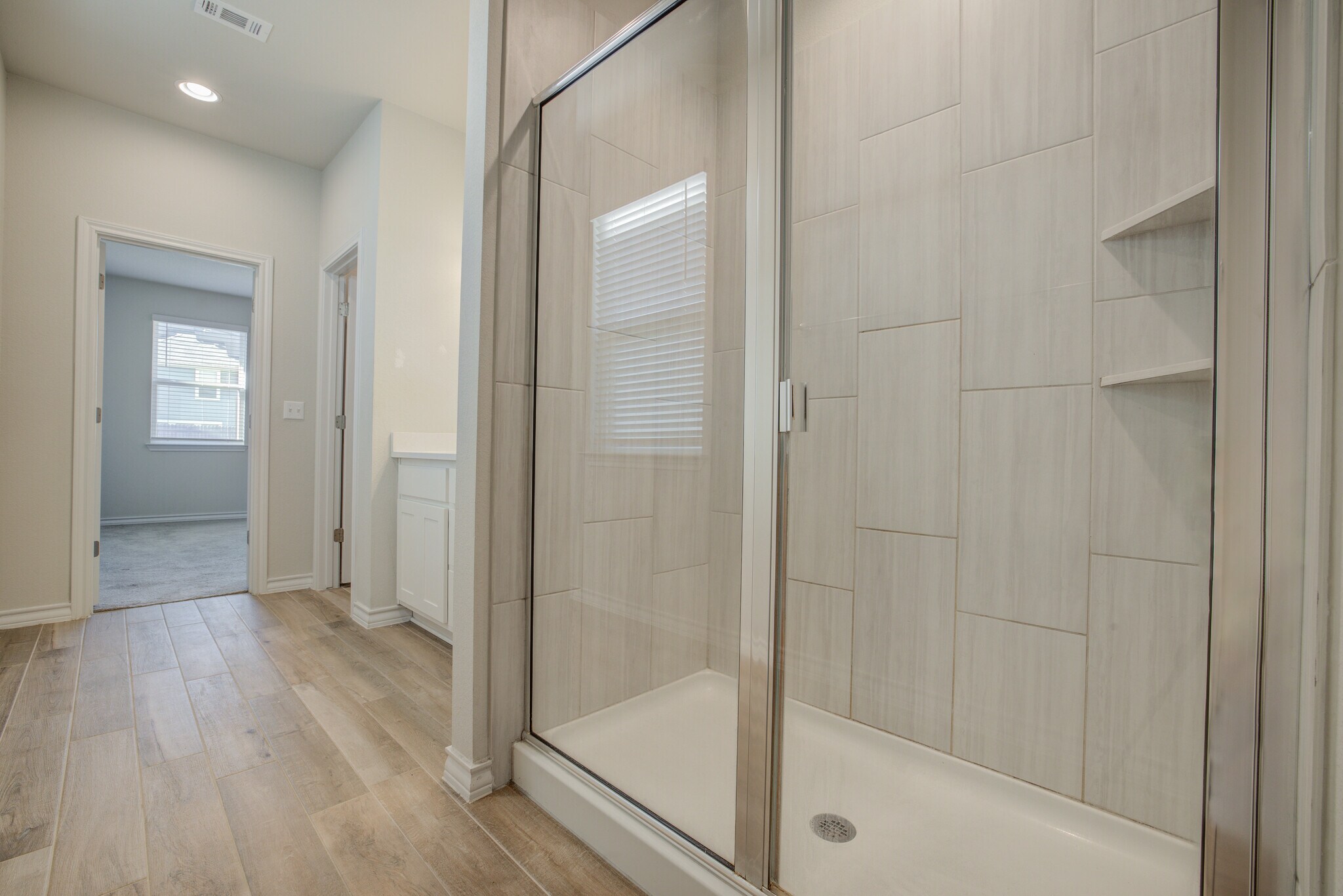 Walk in Tiled Shower - 1602 Denesa Dr