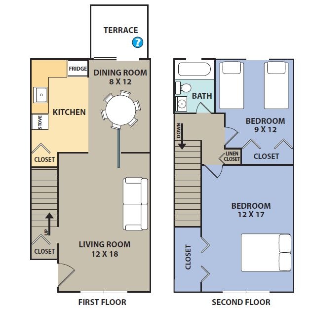 Townhouse Floorplan - Maple Tree Apartments