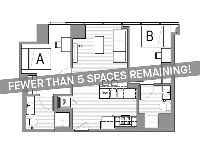 2x2 A - Fewer than 5 Spaces Remaining! - Student | Rise at Riverfront Crossings