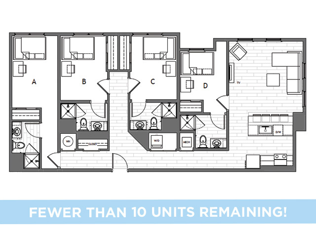 4x4 B - Fewer Than 10 Units Remaining! - Student | Evolve Bloomington