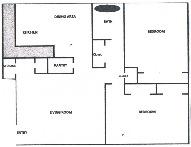 2BR/1B 950sf Floor Plan - Azul Door Apartments