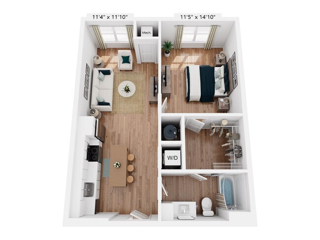 A2.1 | 1x1 | 708 sq ft - The Henry