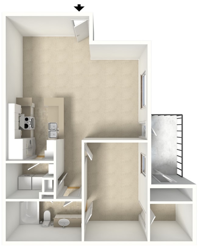 Beechwood - 1B1B - Spruce - 797 Sq Ft - 3D.jpg - Beechwood Pines
