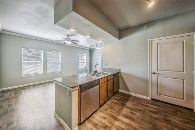 Kitchen with view of living room - Summit at Hirsch Road