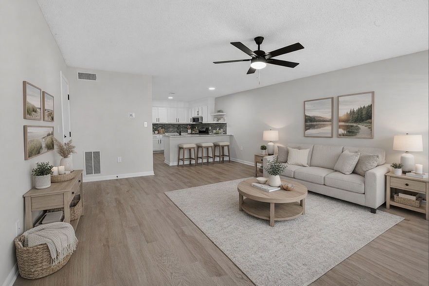 Open concept living rooms - Overby Park Townhomes