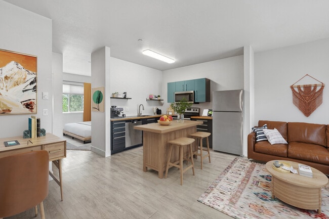 1-bed Kitchen and Bedroom - Red Table - Red Table Apartments