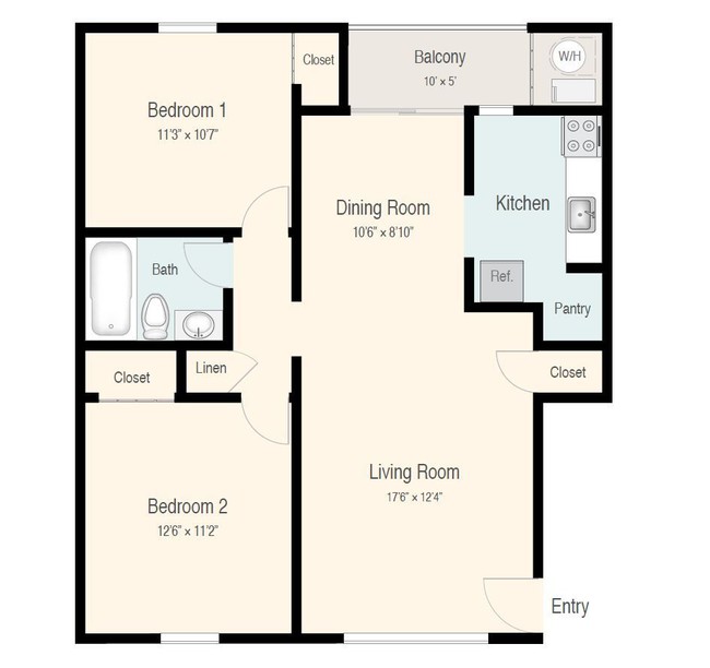 Floorplan - Berkshire and Barter Court Apartments