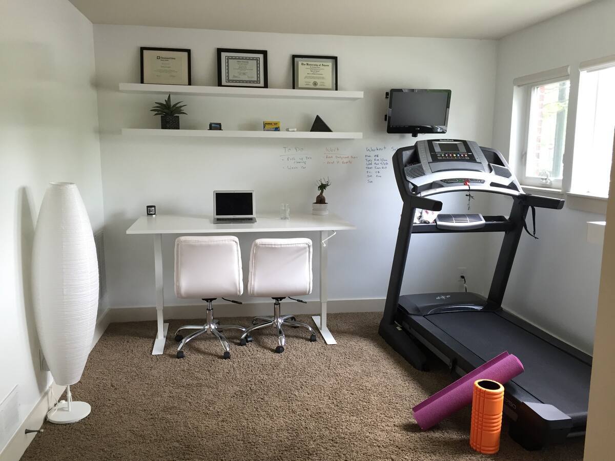 Dry erase walls so you can be productive and record your workouts! - 1247 W 75th St