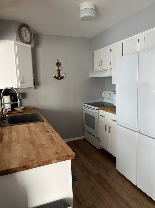 Galley kitchen with refrigerator, dishwasher and stove - 220 Catherine Ln