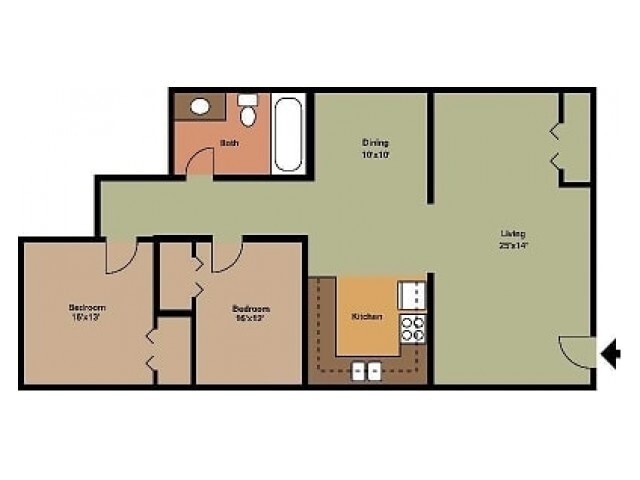 Embassy 2bd floor plan 2D - King's Apartments