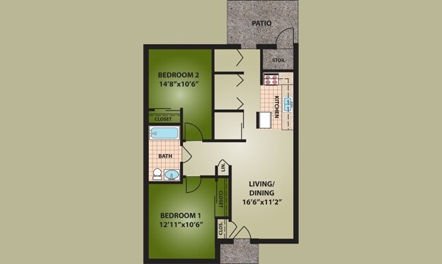 2BR/1BA - Hidden Ridge Apartments