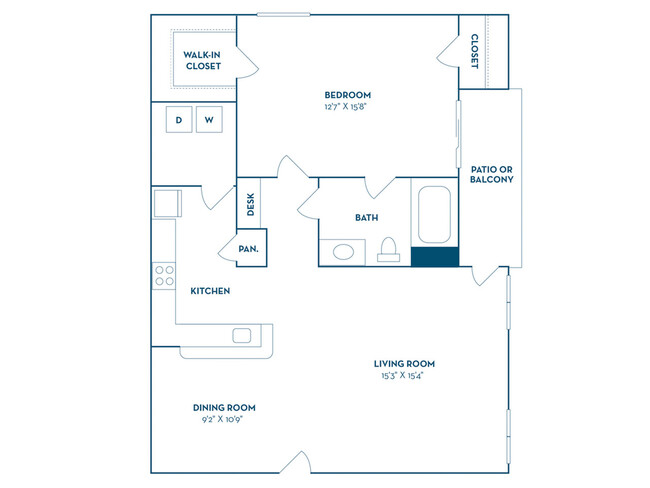 1 Bedroom | 1 Bath | 856 SF | Garage Available - The Delano at North Richland Hills Apartments