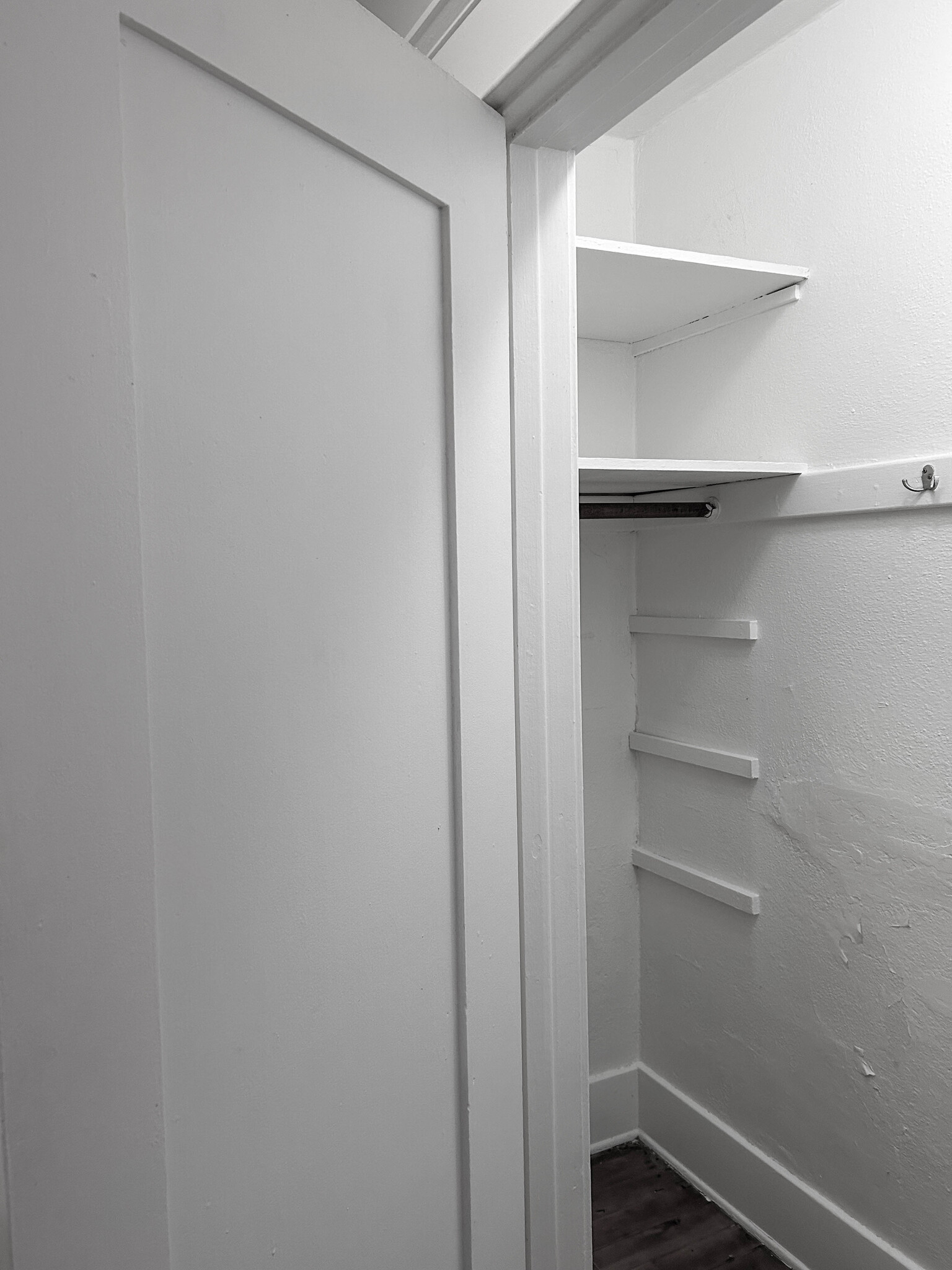 Looking into walk-in closet and storage. Entrance from bathroom - 211 Linden Avenue