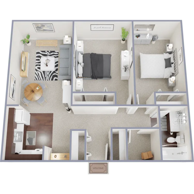 Two bedroom, one bath, 860 square foot apartment - Pine Crest