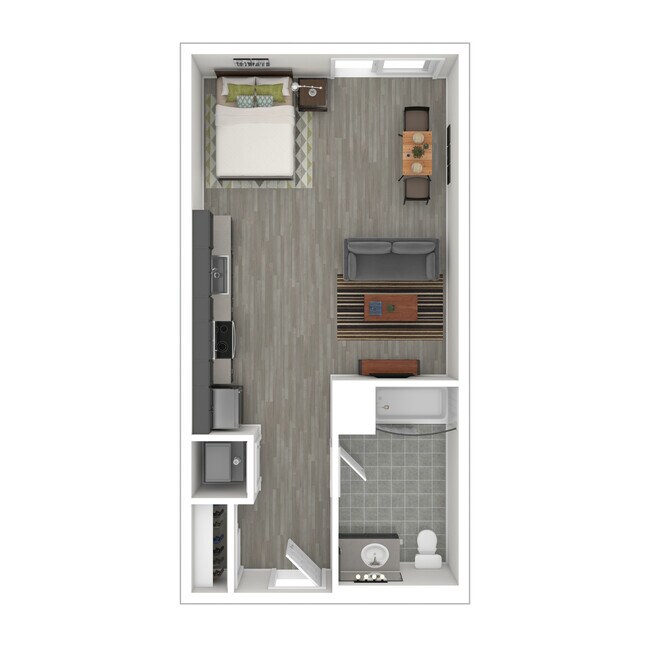 S5 - Staged Studio Floor Plan - 433 SF - Catalina West Adams