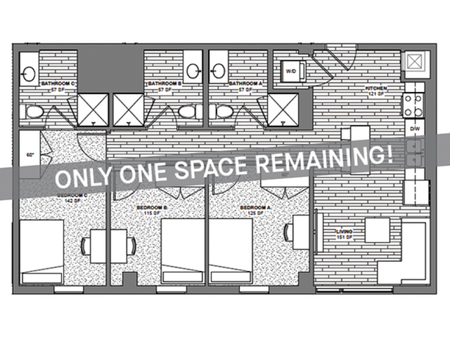 3x3 B - Only One Space Remaining! - Student | Rise at State College