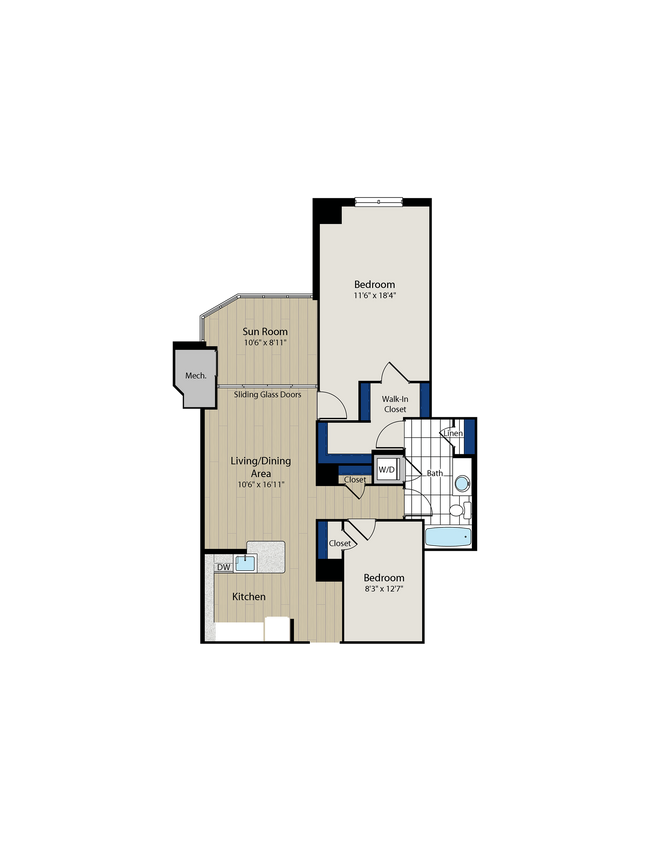 The Bradley With Den Floor Plan - Meridian at Gallery Place