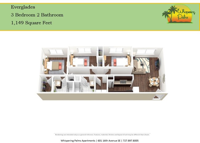 3 Bedroom 2 Bathroom - Whispering Palms