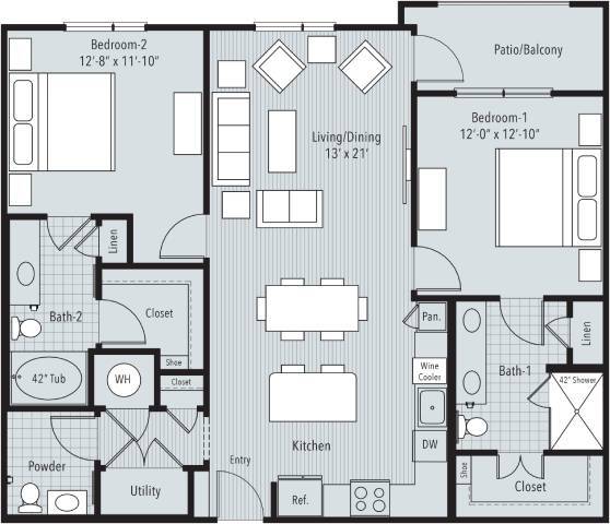 Floorplan - 46 Penn Apartment Homes