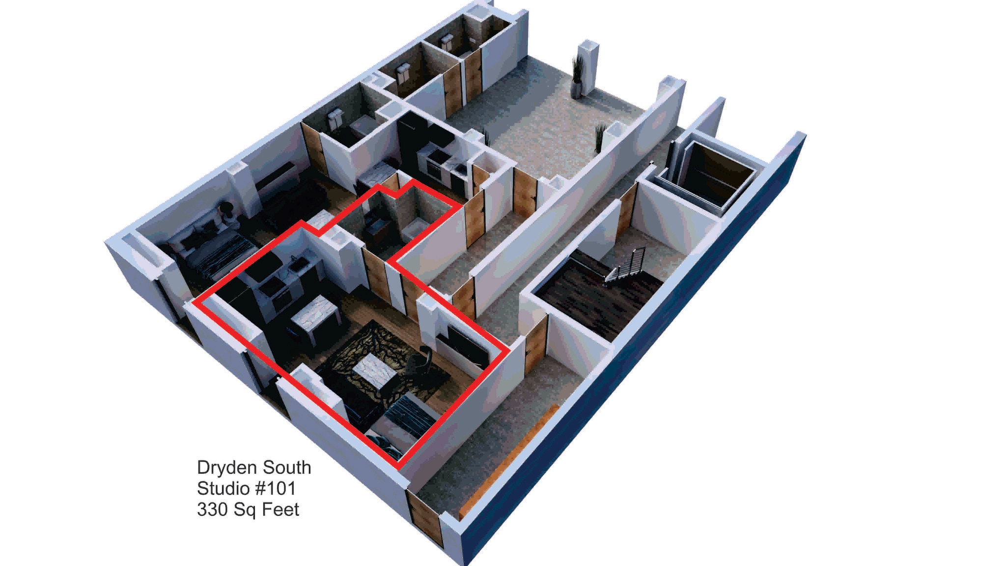 Studio 101 rendering - Dryden South