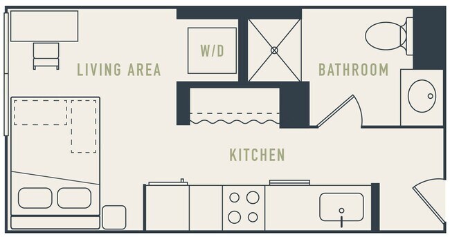 Studio 2D floor plan - Broadview at Vanderbilt