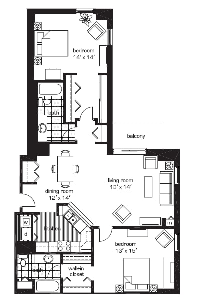 2BR/2BA - River West Apartments