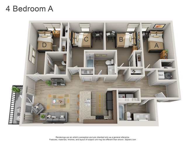 Floorplan - 901 Western | Student Housing