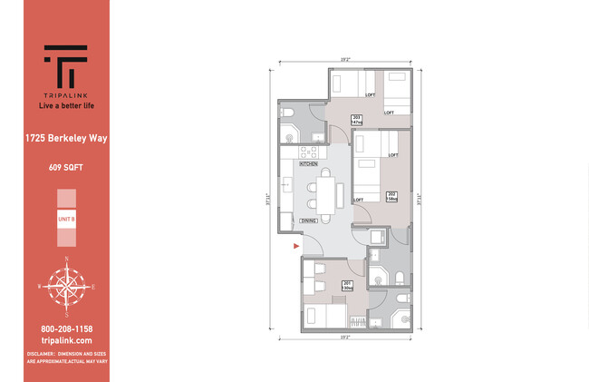 Floor Plan for Unit B - 1725 Berkeley Way