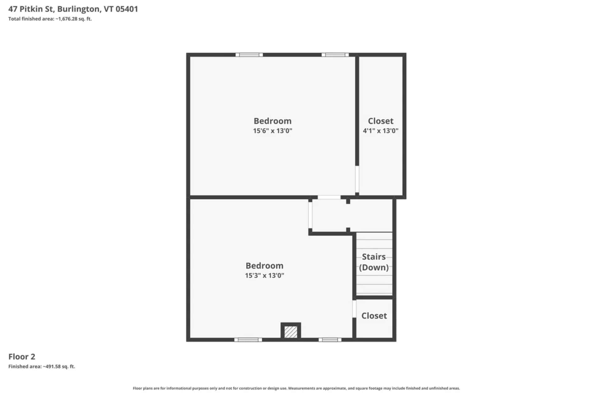 Floor plan (upstairs) - 47 Pitkin St