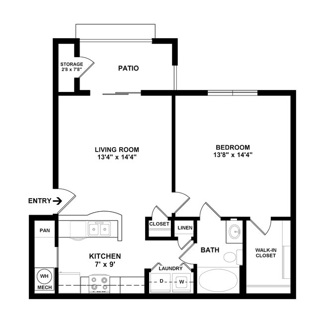 A2 Floor Plan W Dimensions - Eastland Trails Apartments