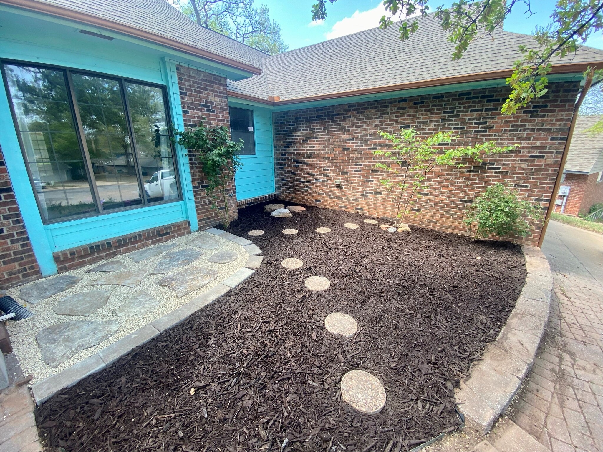Low Maintenance Landscaping with Rose Bushes and Red Bud Tree - 1409 Folkstone