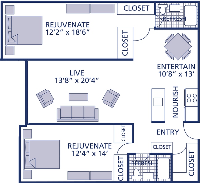 Two Bed Two Bath Split - Berkshires At Town Center