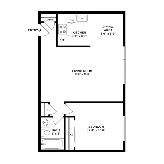 1 Bedroom Floorplans - Elmtowne Gardens