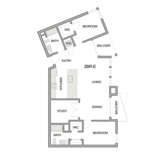 2D Floor Plan Rendering of a Two-Bedroom Apartment - Textur