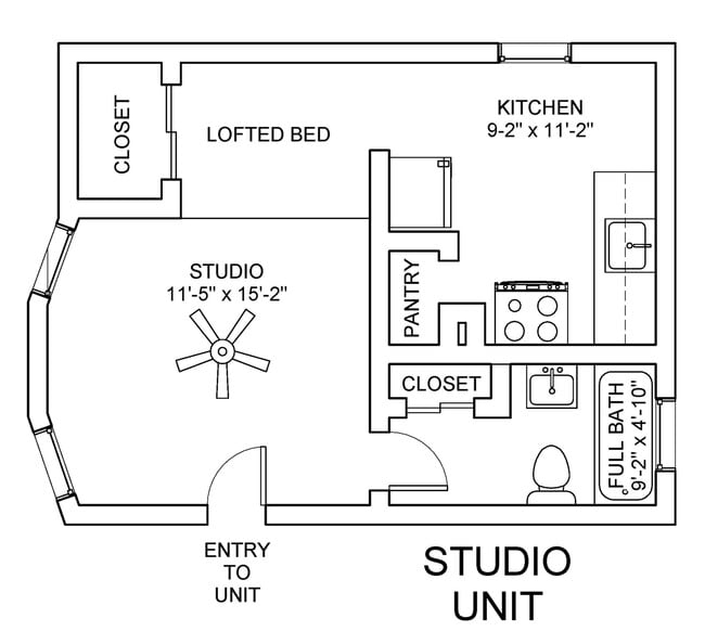 0x1A Studio Floorplan - 2409-2417 W. Clifton Ave